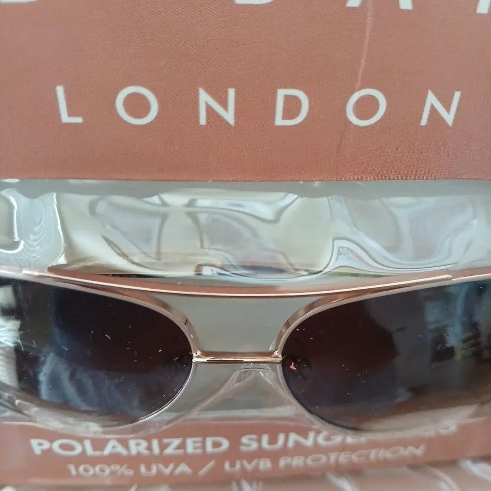 TED BAKER Womens Rose Gold Brown Gradient Polarized Metal Aviator Sunglasses NEW